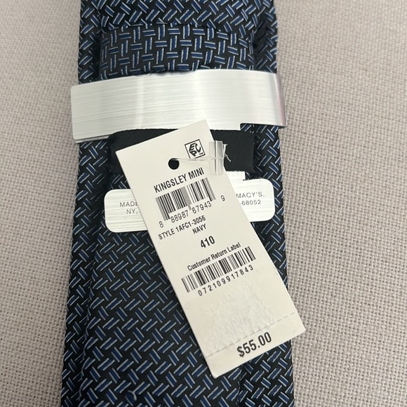 ALFANI Silk Kingsley Printed Tie, Navy New w/Tag - Picture 4 of 6